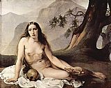 Penitent Canvas Paintings - The penitent Mary Magdalene by Francesco Hayez